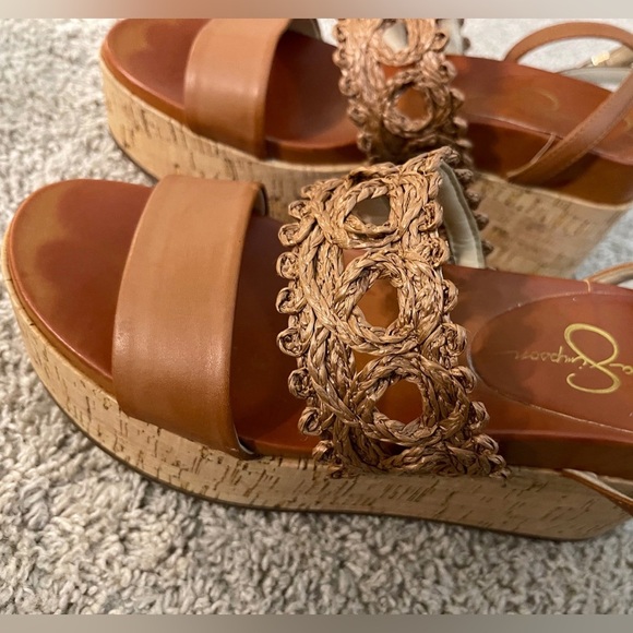 Jessica Simpson Brown Wedge Espadrilles with Ankle Strap - Picture 4 of 9